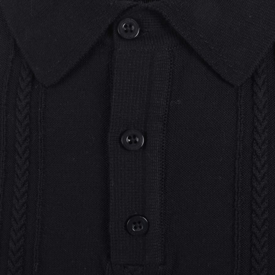 Image number 4 for Fila Barns Textured Knit Polo T Shirt Black