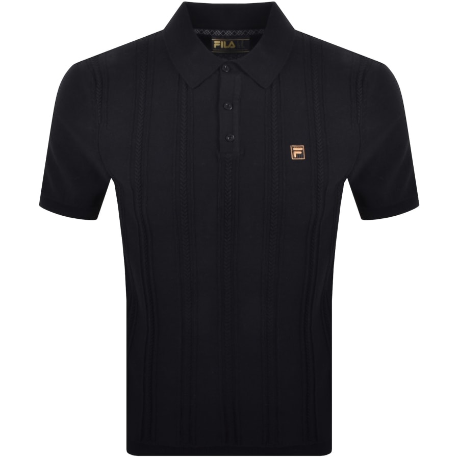 Image number 1 for Fila Barns Textured Knit Polo T Shirt Black