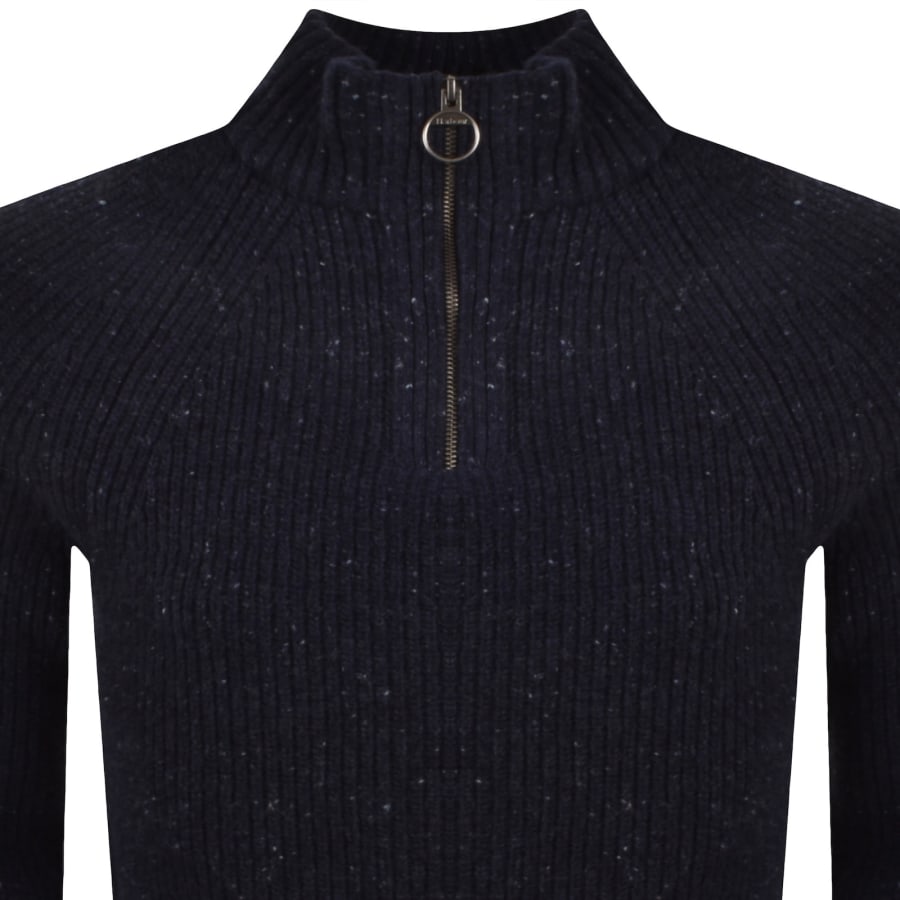 Image number 2 for Barbour Fleck Quarter Zip Jumper Navy