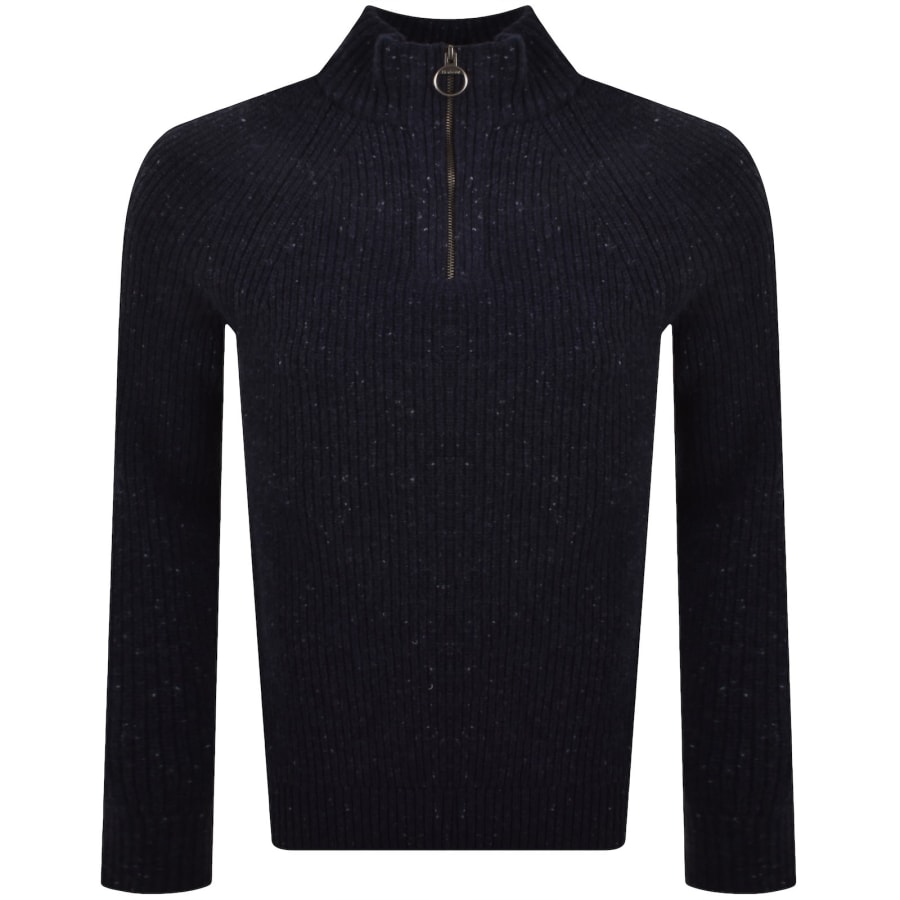 Image number 1 for Barbour Fleck Quarter Zip Jumper Navy