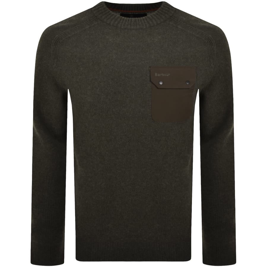 Image number 1 for Barbour Stockham Textured Jumper Green