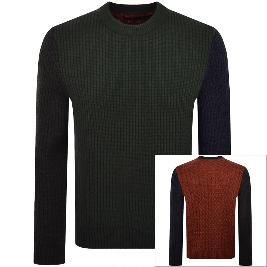 Image number 1 for Barbour X Paul Smith Cable Knit Jumper Green