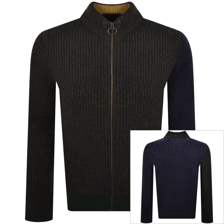 Image number 1 for Barbour X Paul Smith Cardigan Russet Brown