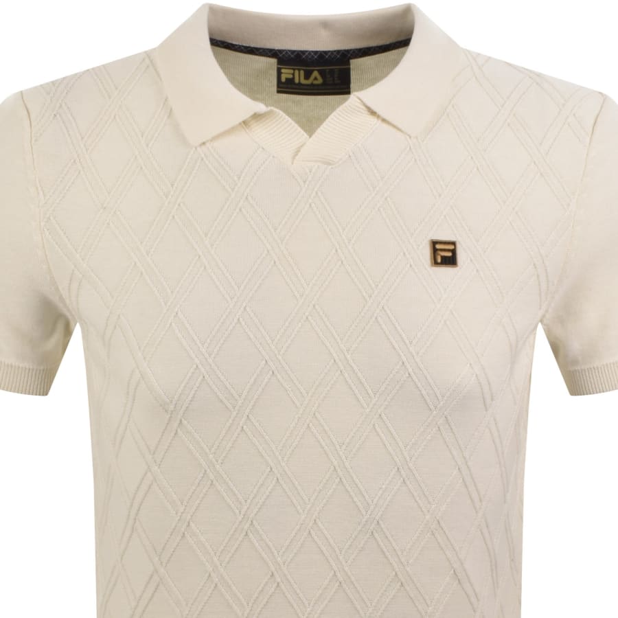 Image number 2 for Fila Denny Diamond Knit Polo T Shirt Cream