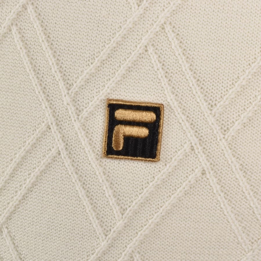 Image number 3 for Fila Denny Diamond Knit Polo T Shirt Cream