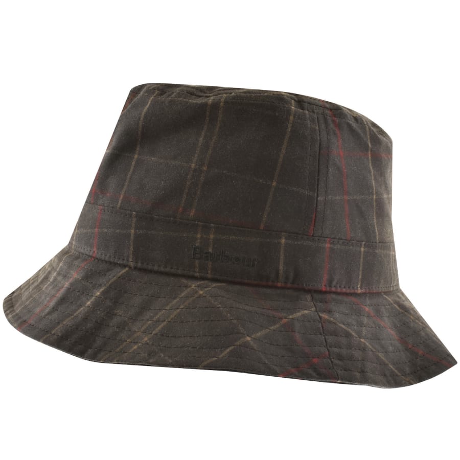 Image number 2 for Barbour Wax Bucket Hat Dress Tartan Brown