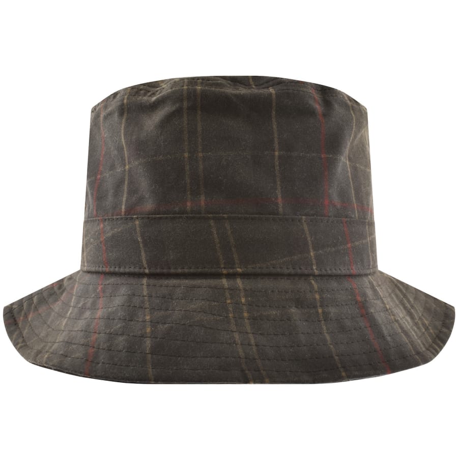 Image number 1 for Barbour Wax Bucket Hat Dress Tartan Brown