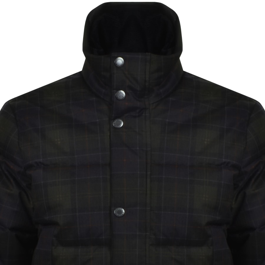 Image number 2 for Barbour Lonnen Tartan Puffer Jacket Green