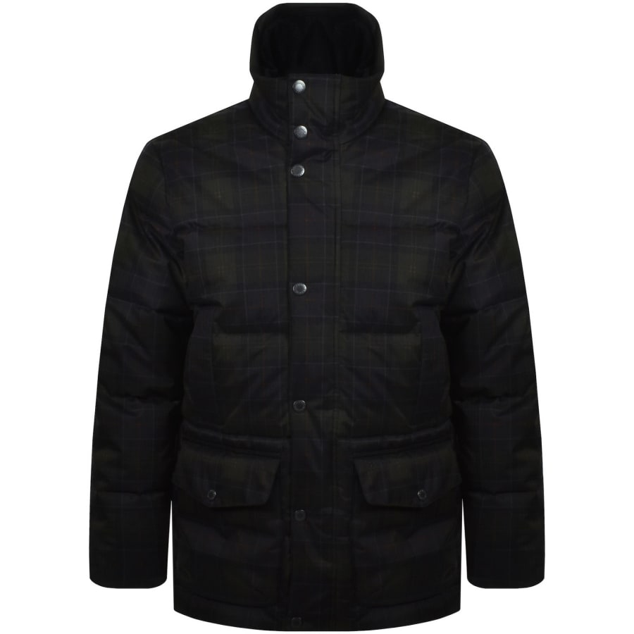 Image number 1 for Barbour Lonnen Tartan Puffer Jacket Green
