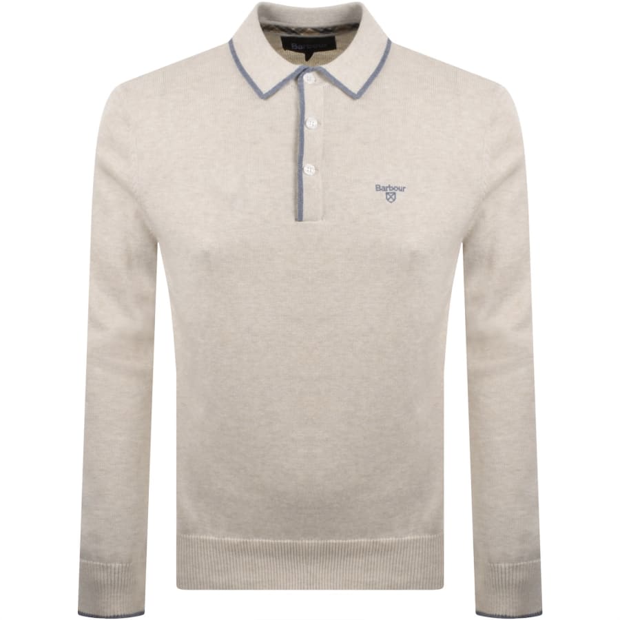 Image number 1 for Barbour Taunton Knitted Polo Whisper White