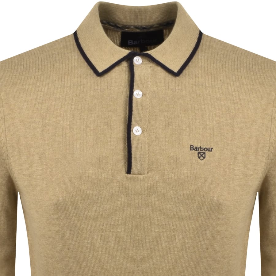 Image number 2 for Barbour Taunton Knitted Polo Stone Beige