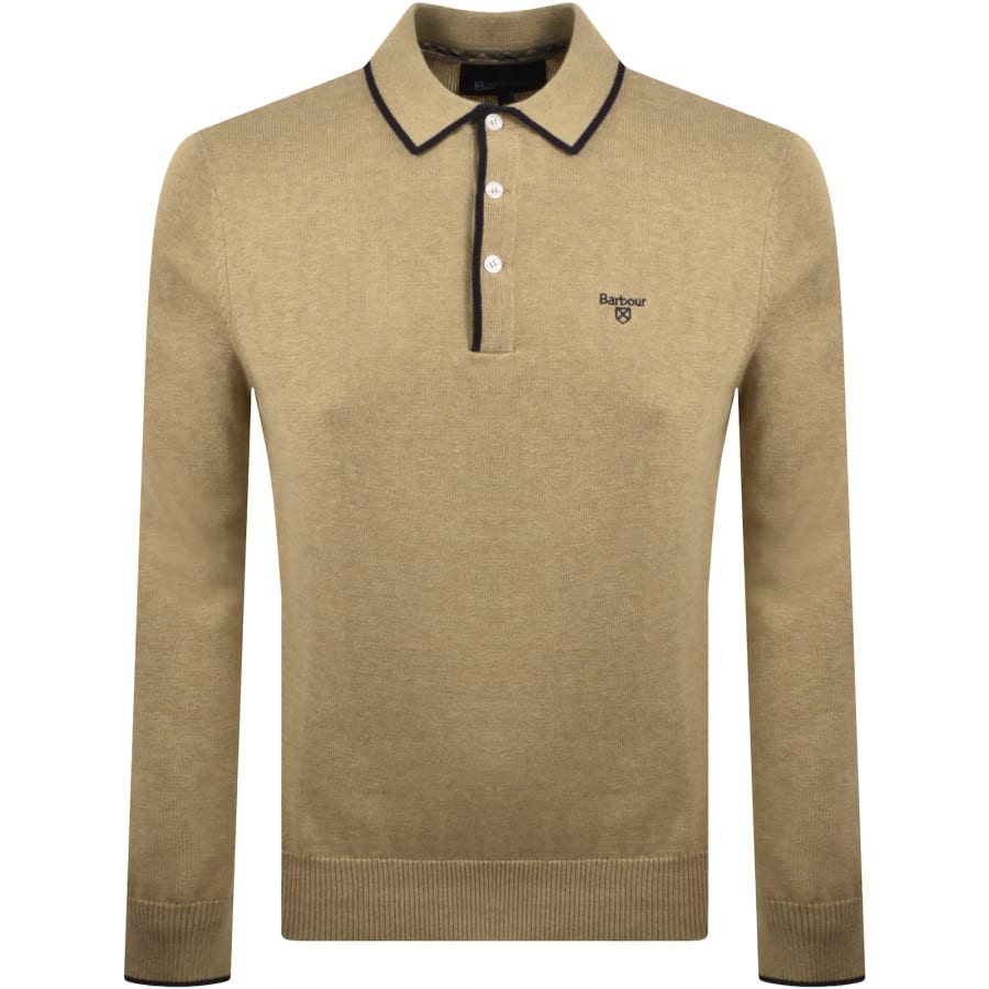 Image number 1 for Barbour Taunton Knitted Polo Stone Beige