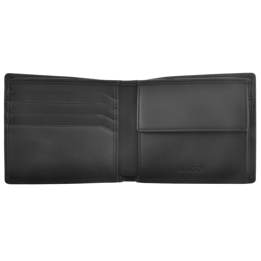 Image number 5 for HUGO Tibby Folding Leather Wallet Black