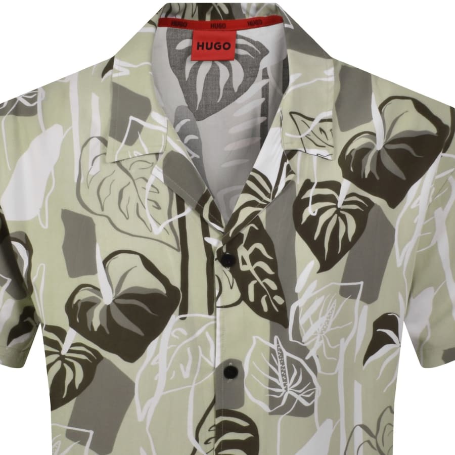 Image number 2 for HUGO Relaxed Short Sleeve Beach Shirt Green