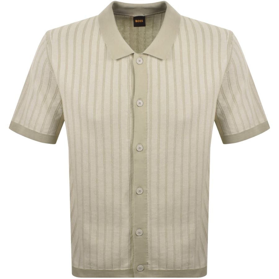Image number 1 for BOSS Kodd Relaxed Knit Polo Shirt Beige