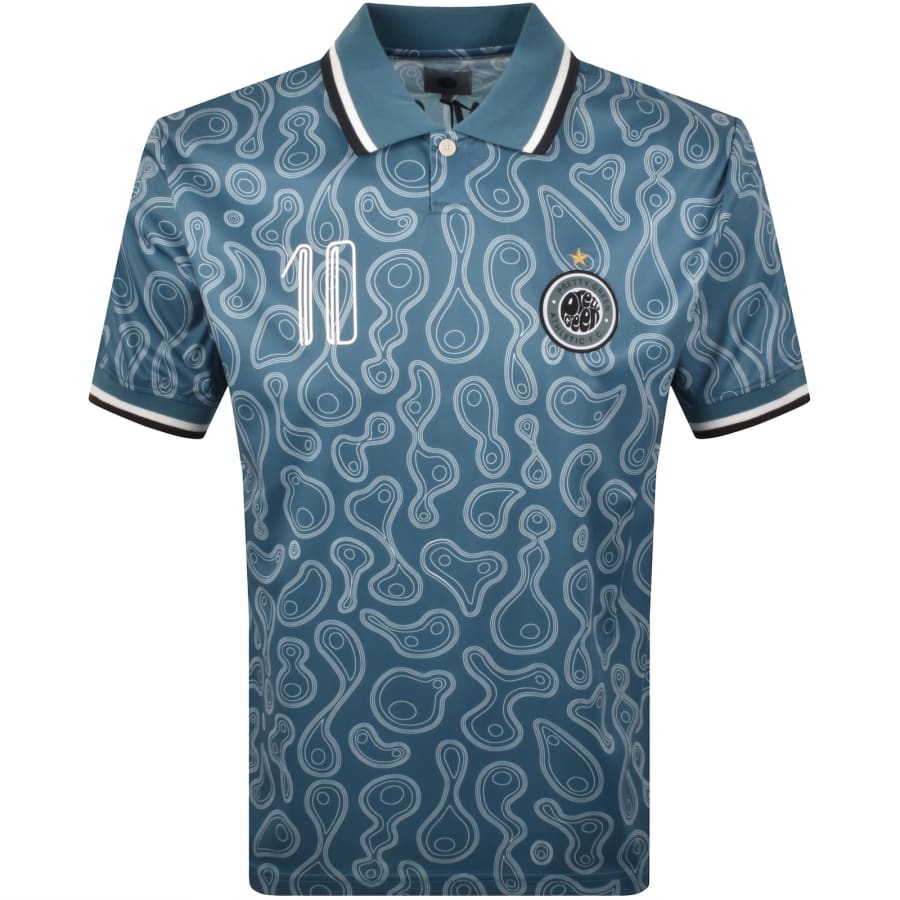 Image number 2 for Pretty Green Outro Football Polo T Shirt Blue