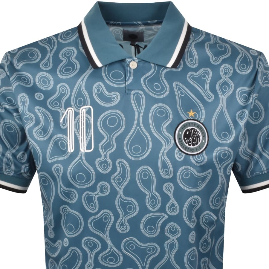 Image number 3 for Pretty Green Outro Football Polo T Shirt Blue