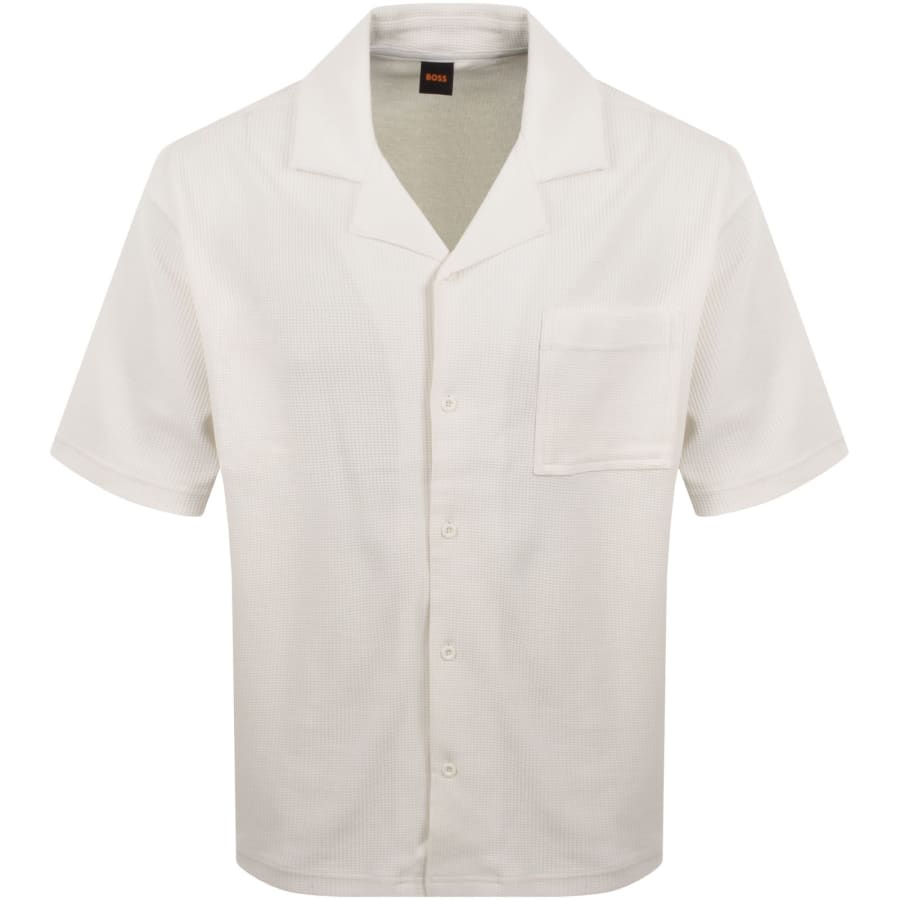 Image number 1 for BOSS Urbanwaffle Short Sleeve Shirt White