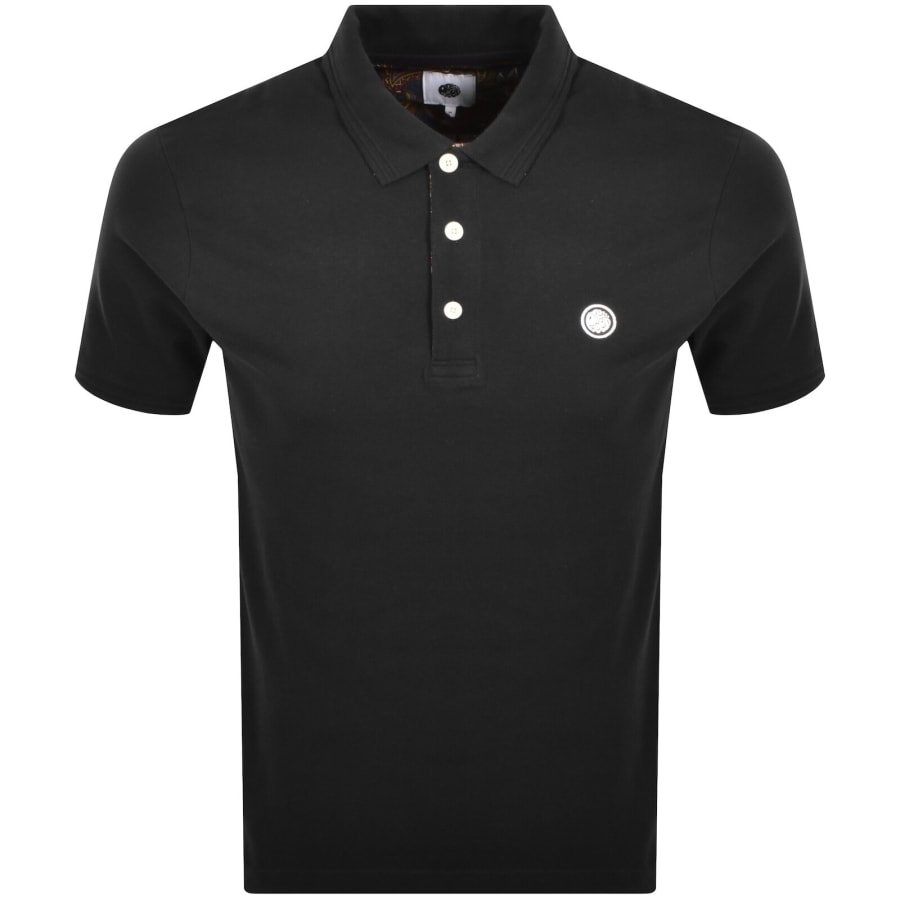 Image number 1 for Pretty Green Paisley Placket Polo T Shirt Black