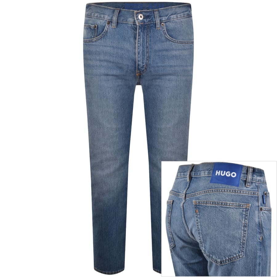 Image number 1 for HUGO Blue Ash Mid Wash Slim Fit Jeans Blue