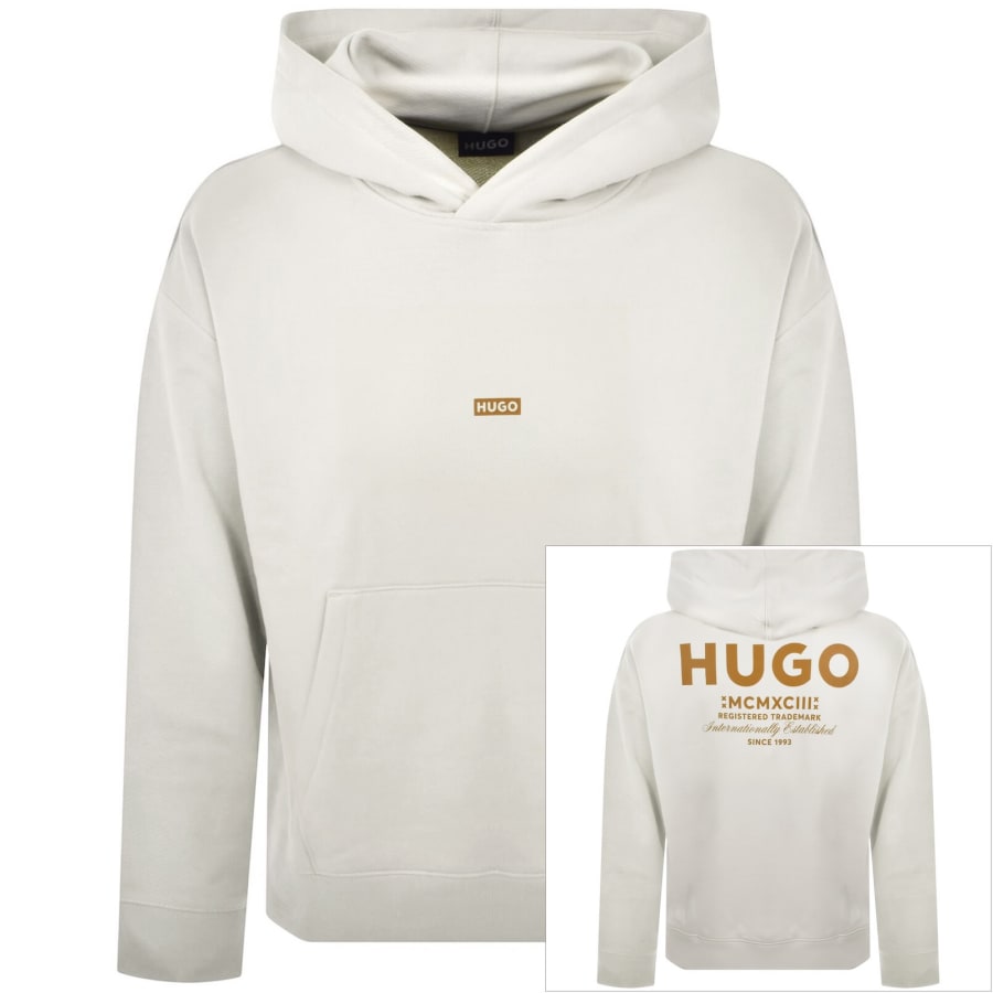Image number 1 for HUGO Blue Nazardo Hoodie Cream