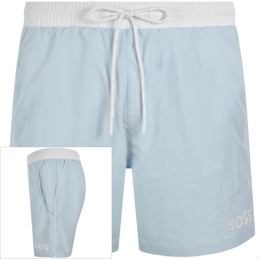 Image number 1 for BOSS Starfish Swim Shorts Light Blue