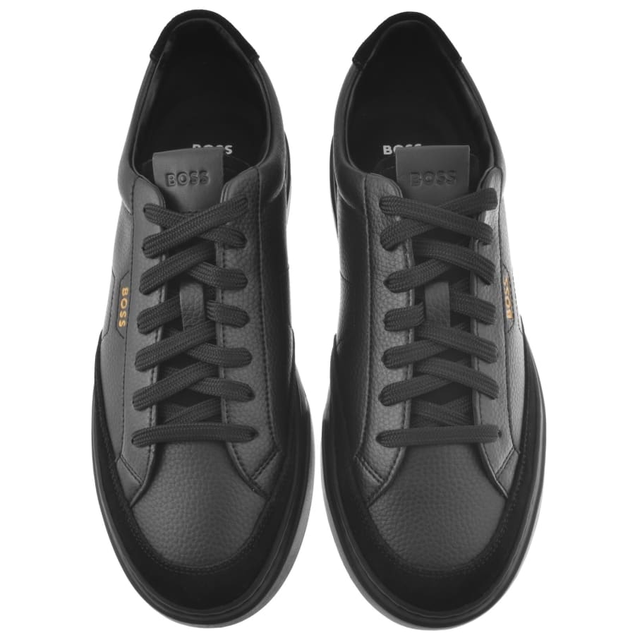 Image number 3 for BOSS Kieran Leather Tennis Trainers Black