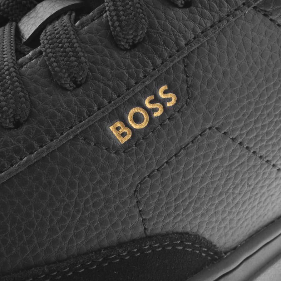 Image number 4 for BOSS Kieran Leather Tennis Trainers Black