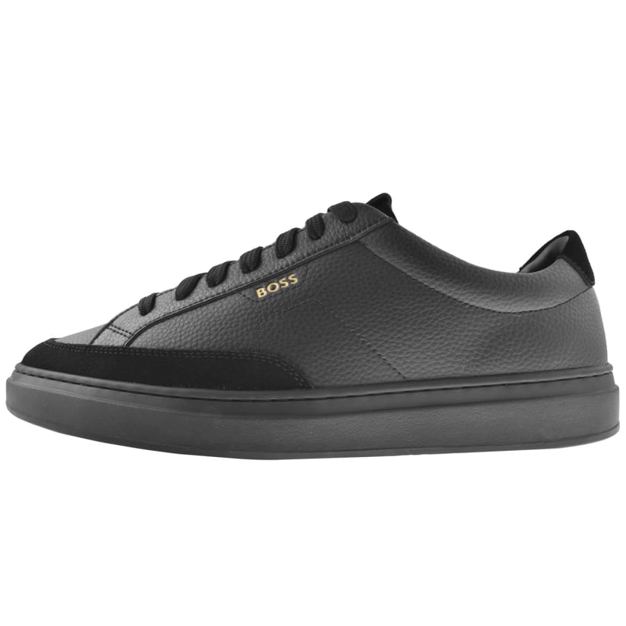 Image number 1 for BOSS Kieran Leather Tennis Trainers Black
