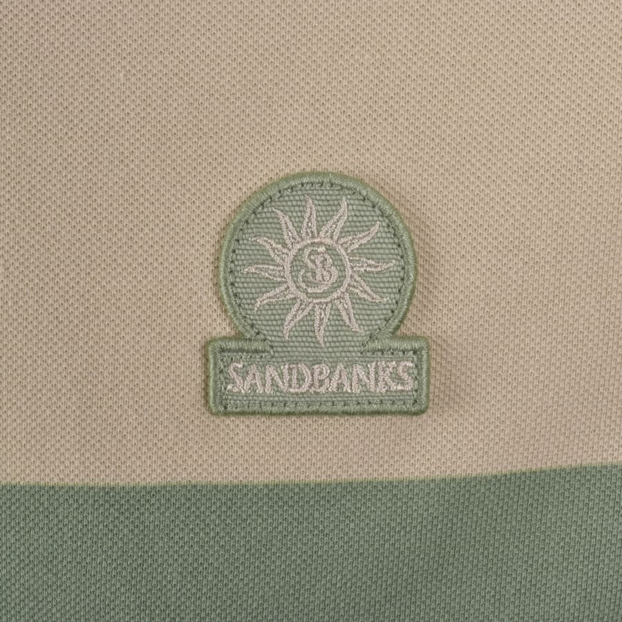 Image number 3 for Sandbanks Colour Block Quarter Zip Polo Beige