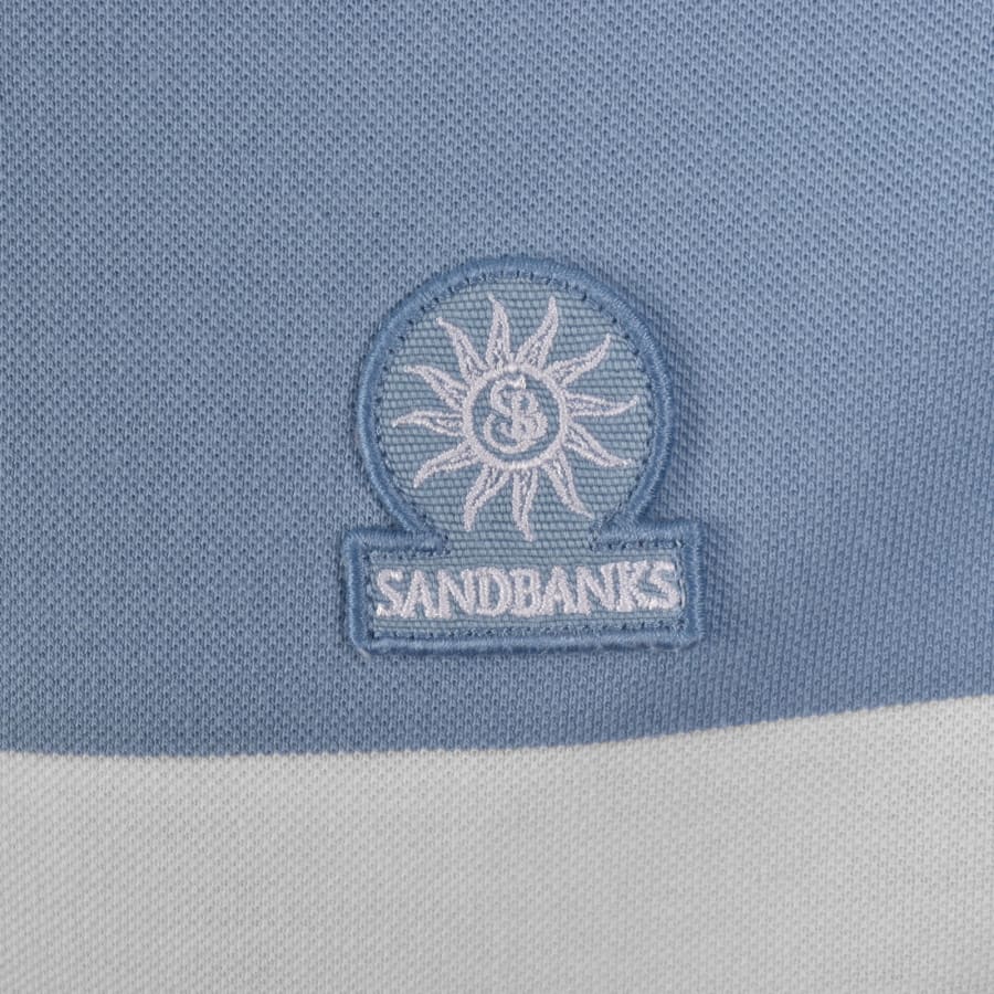 Image number 3 for Sandbanks Colour Block Quarter Zip Polo Blue