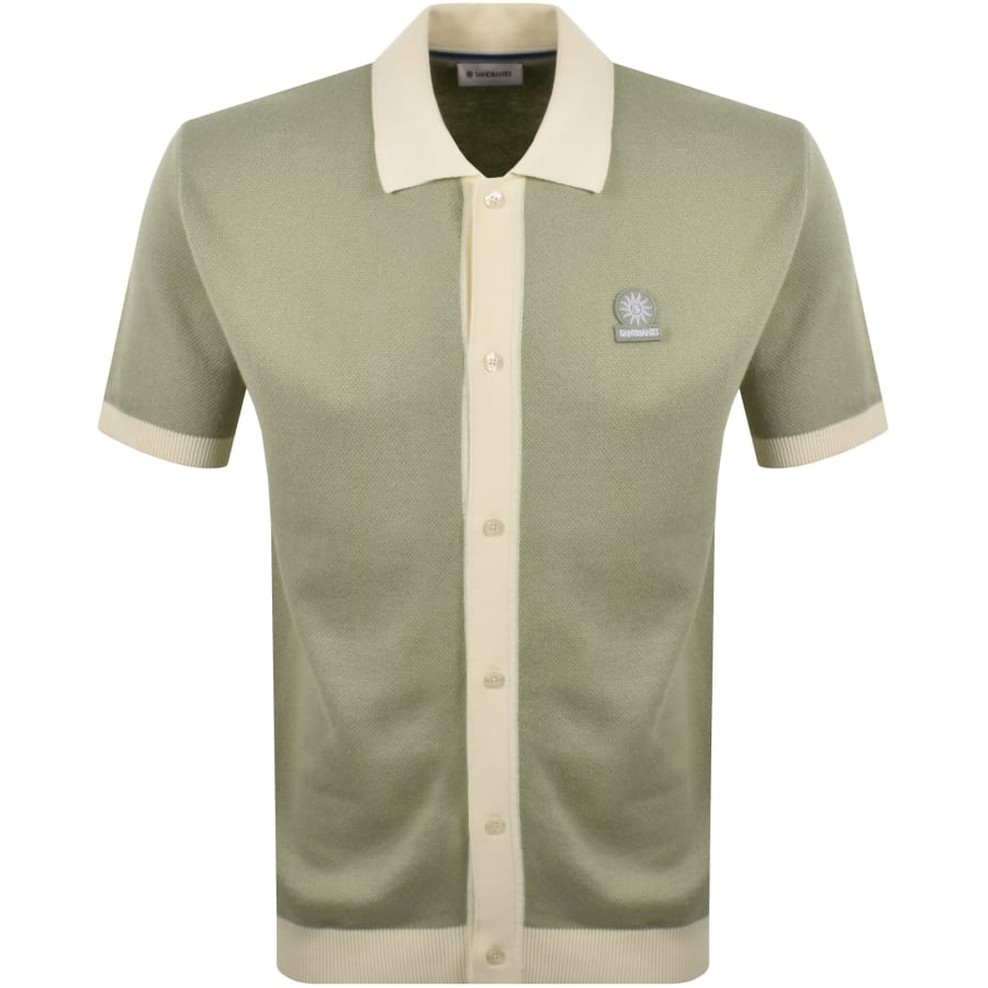Image number 1 for Sandbanks Full Button Polo T Shirt Green