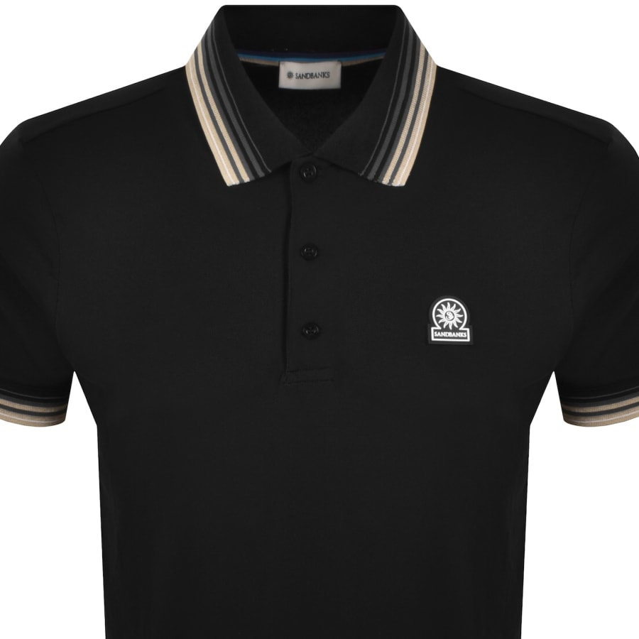 Image number 2 for Sandbanks Gradient Rib Polo T Shirt Black