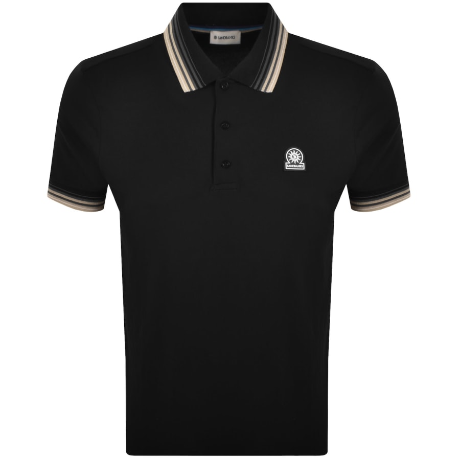 Image number 1 for Sandbanks Gradient Rib Polo T Shirt Black