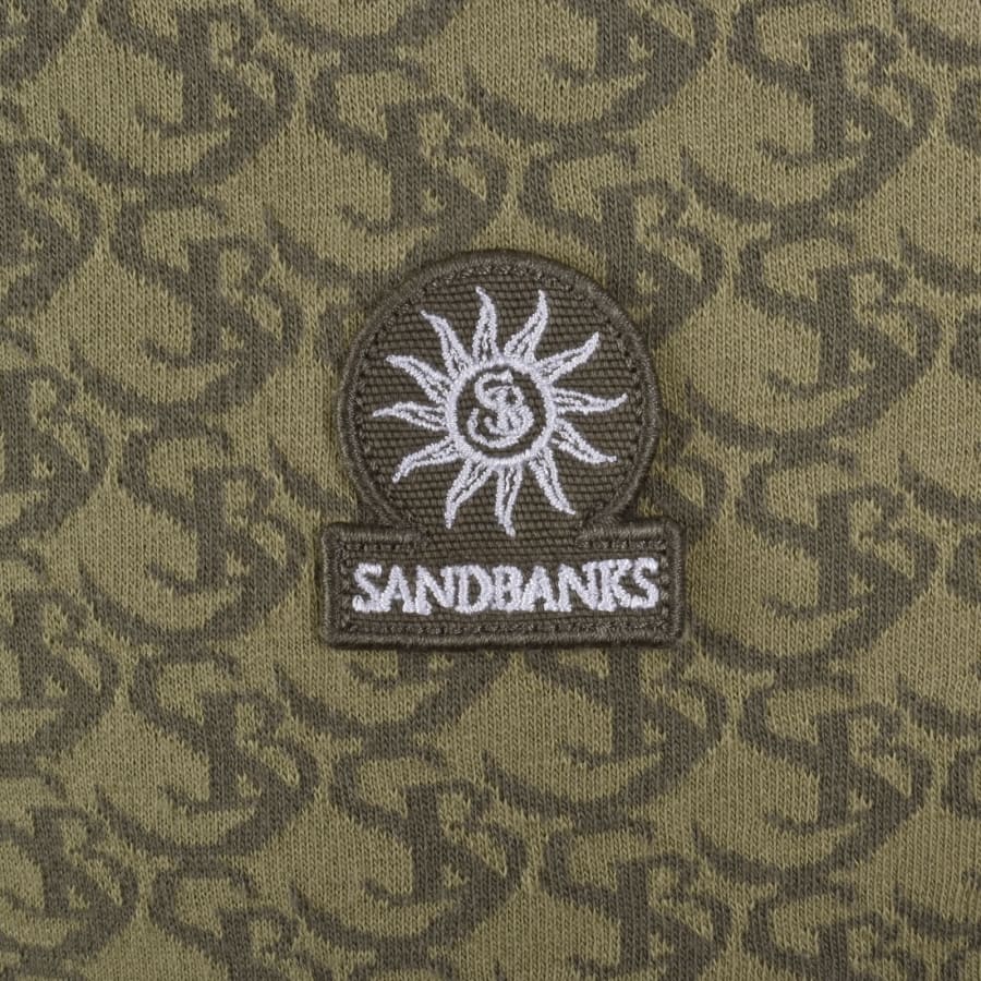 Image number 3 for Sandbanks Monogram Jacquard Polo T Shirt Green