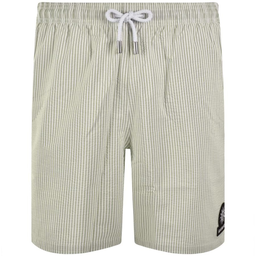 Image number 1 for Sandbanks Seersucker Swim Shorts Green
