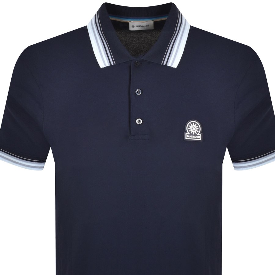 Image number 2 for Sandbanks Gradient Rib Polo T Shirt Navy