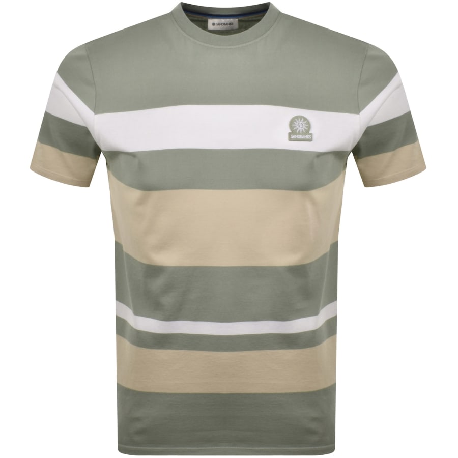 Image number 1 for Sandbanks Stripe T Shirt Green