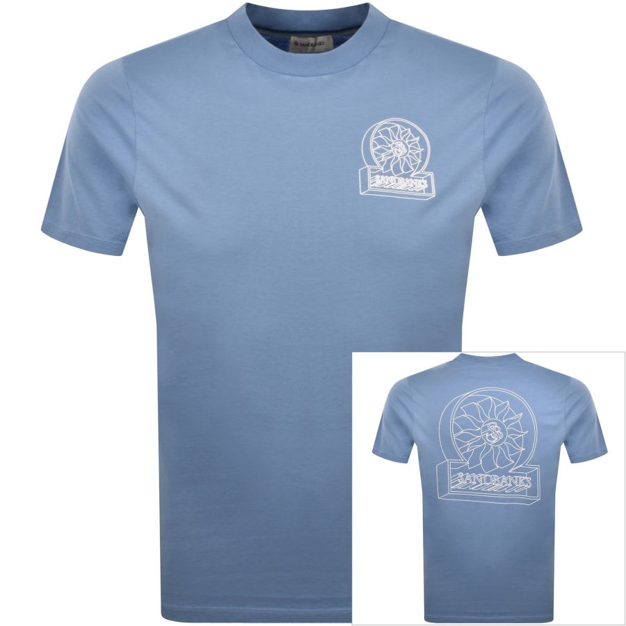 Image number 1 for Sandbanks 3D Logo Print T Shirt Blue
