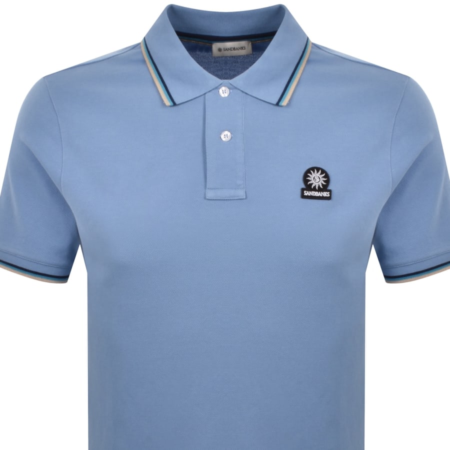 Image number 2 for Sandbanks Tipped Badge Polo T Shirt Blue