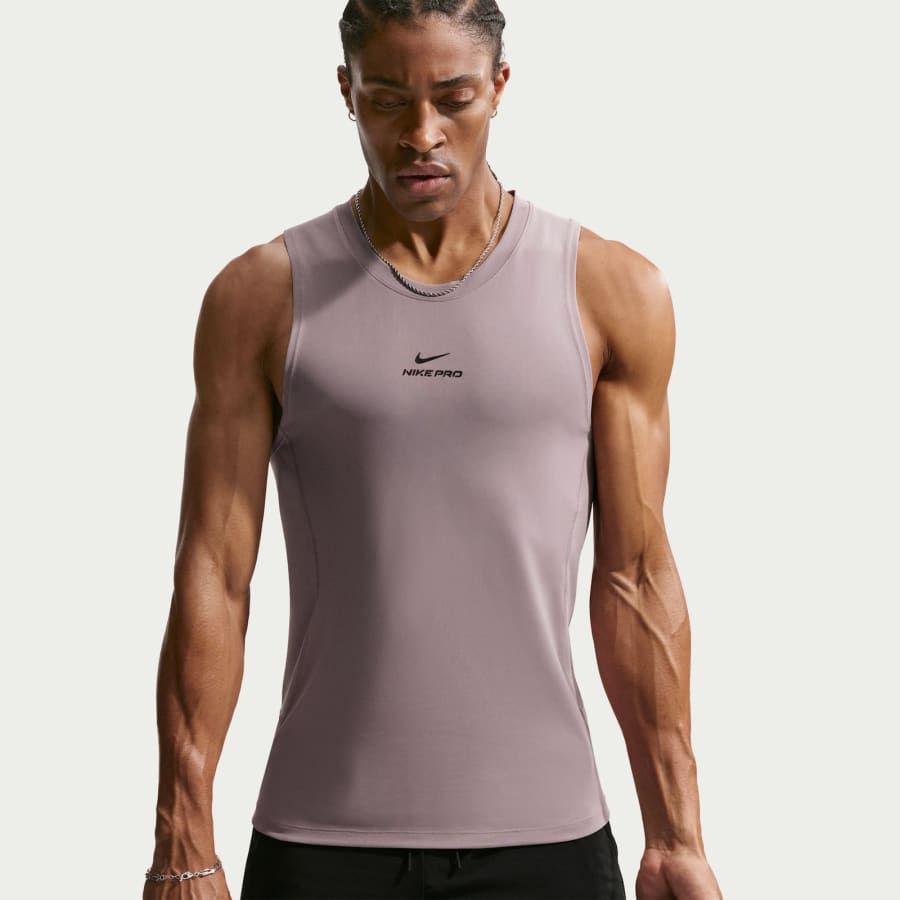 Image number 5 for Nike Pro Dri Fit Logo Vest Light Purple
