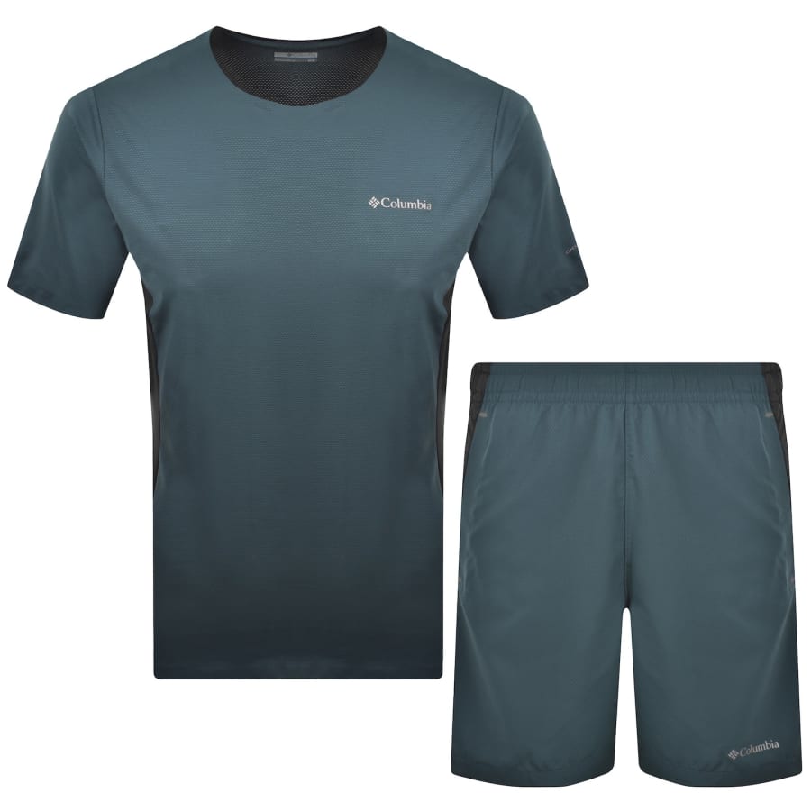 Image number 1 for Columbia Three Pitch T Shirt And Short Set Blue