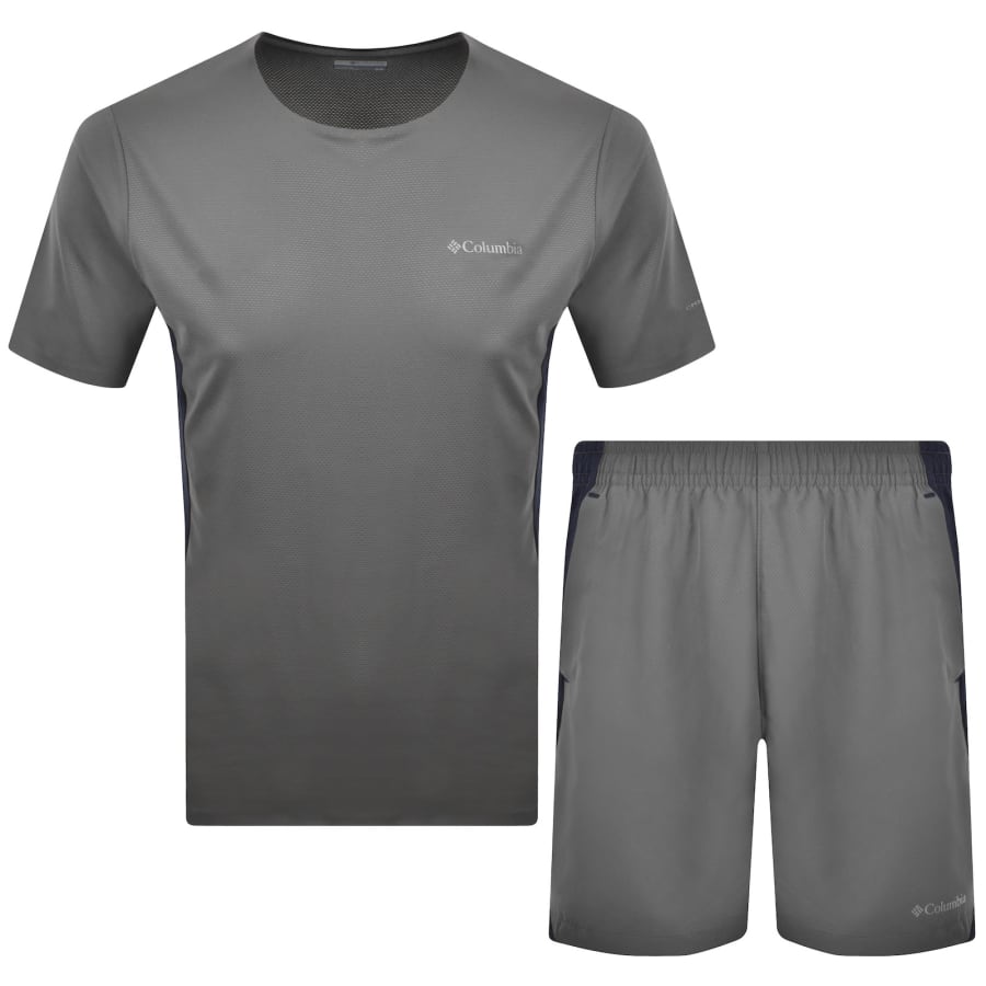 Image number 1 for Columbia Three Pitch T Shirt And Short Set Grey