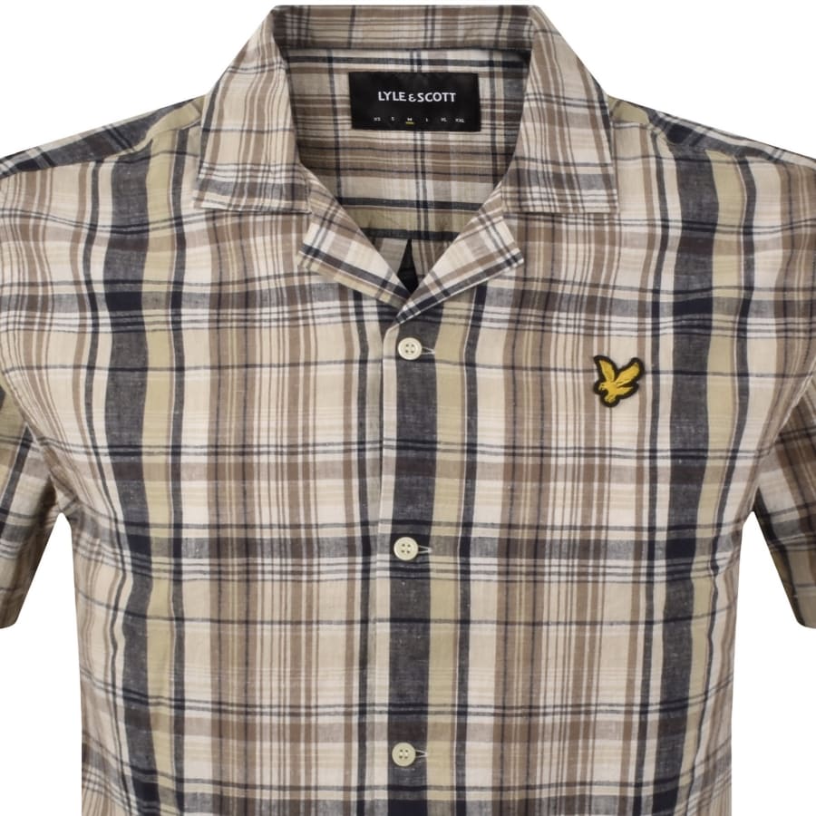 Image number 2 for Lyle And Scott Linen Check Shirt Beige