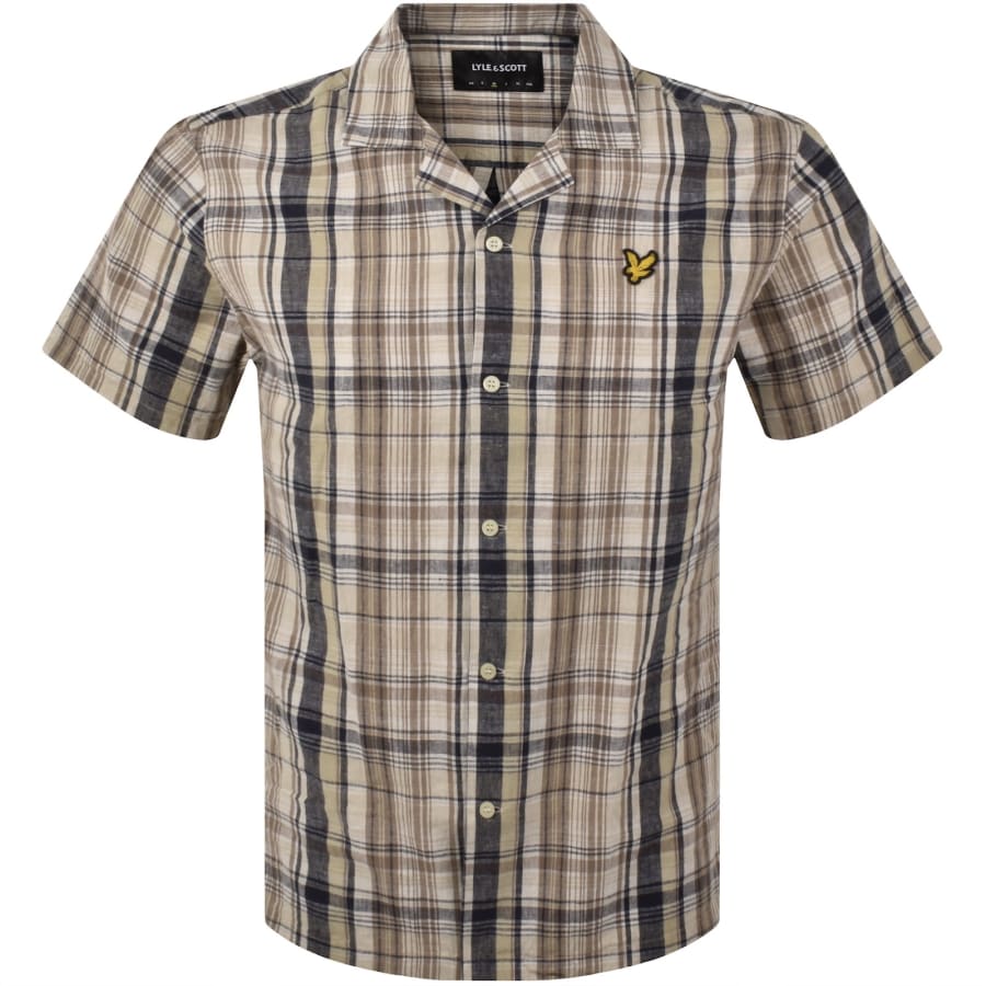 Image number 1 for Lyle And Scott Linen Check Shirt Beige