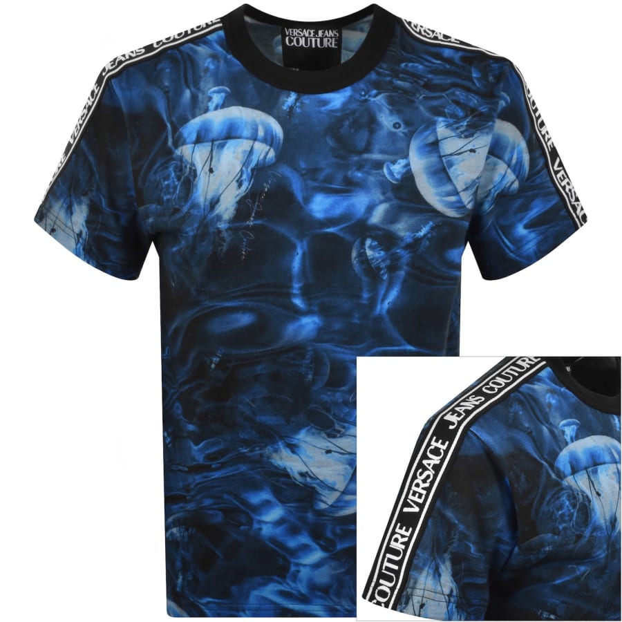 Image number 1 for Versace Jeans Couture Abyss Tape T Shirt Blue