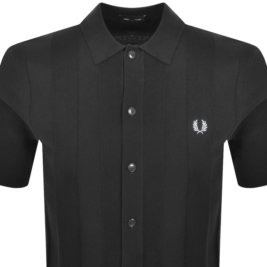 Image number 2 for Fred Perry Vertical Stripe Knit Polo Shirt Grey