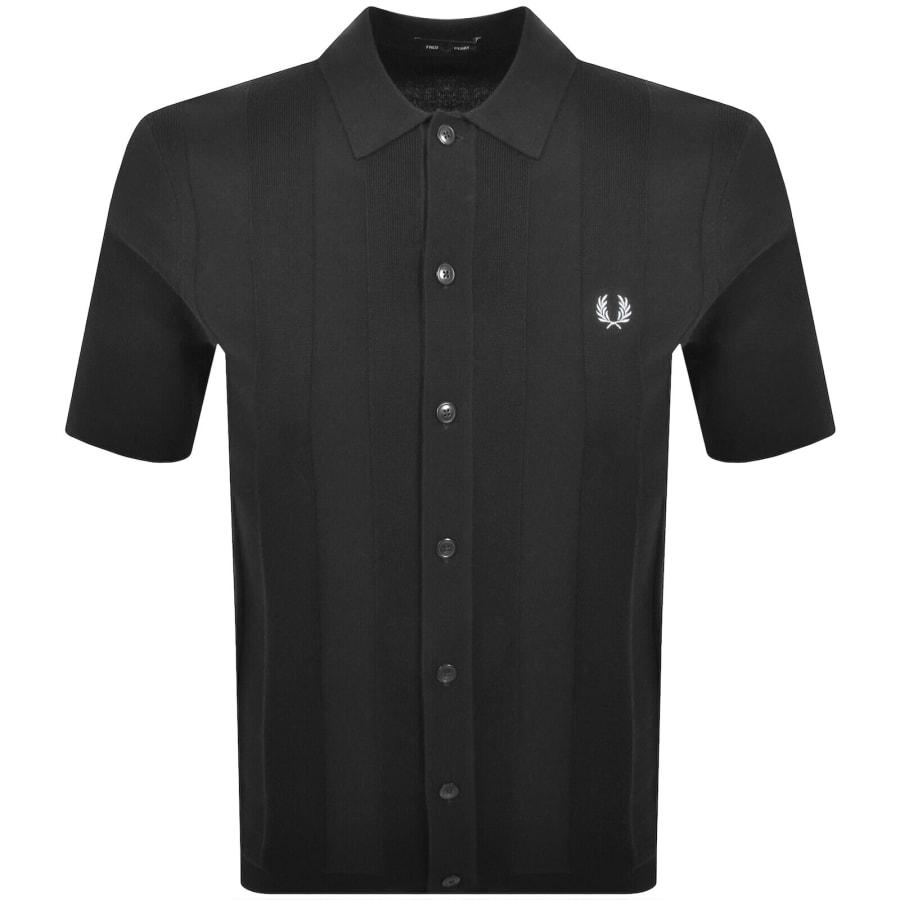 Image number 1 for Fred Perry Vertical Stripe Knit Polo Shirt Grey