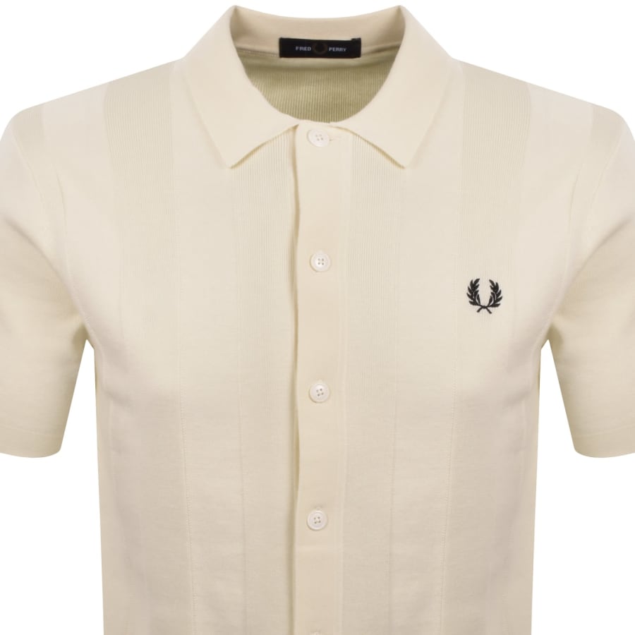 Image number 2 for Fred Perry Vertical Stripe Knit Polo Shirt Cream