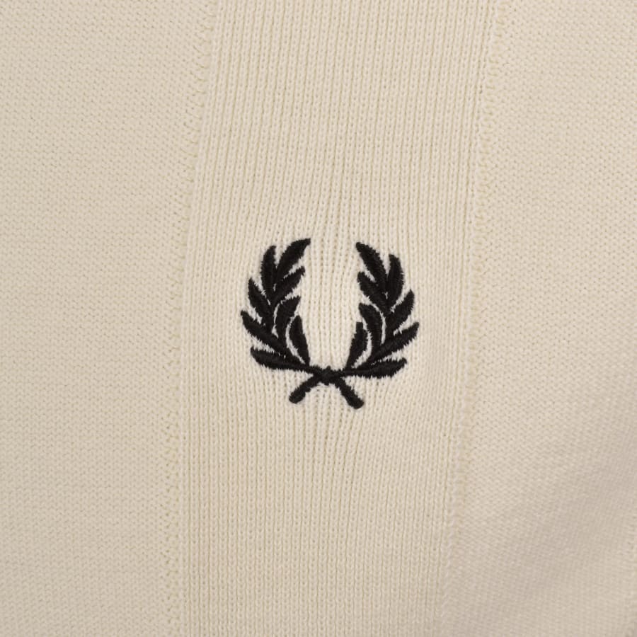 Image number 3 for Fred Perry Vertical Stripe Knit Polo Shirt Cream